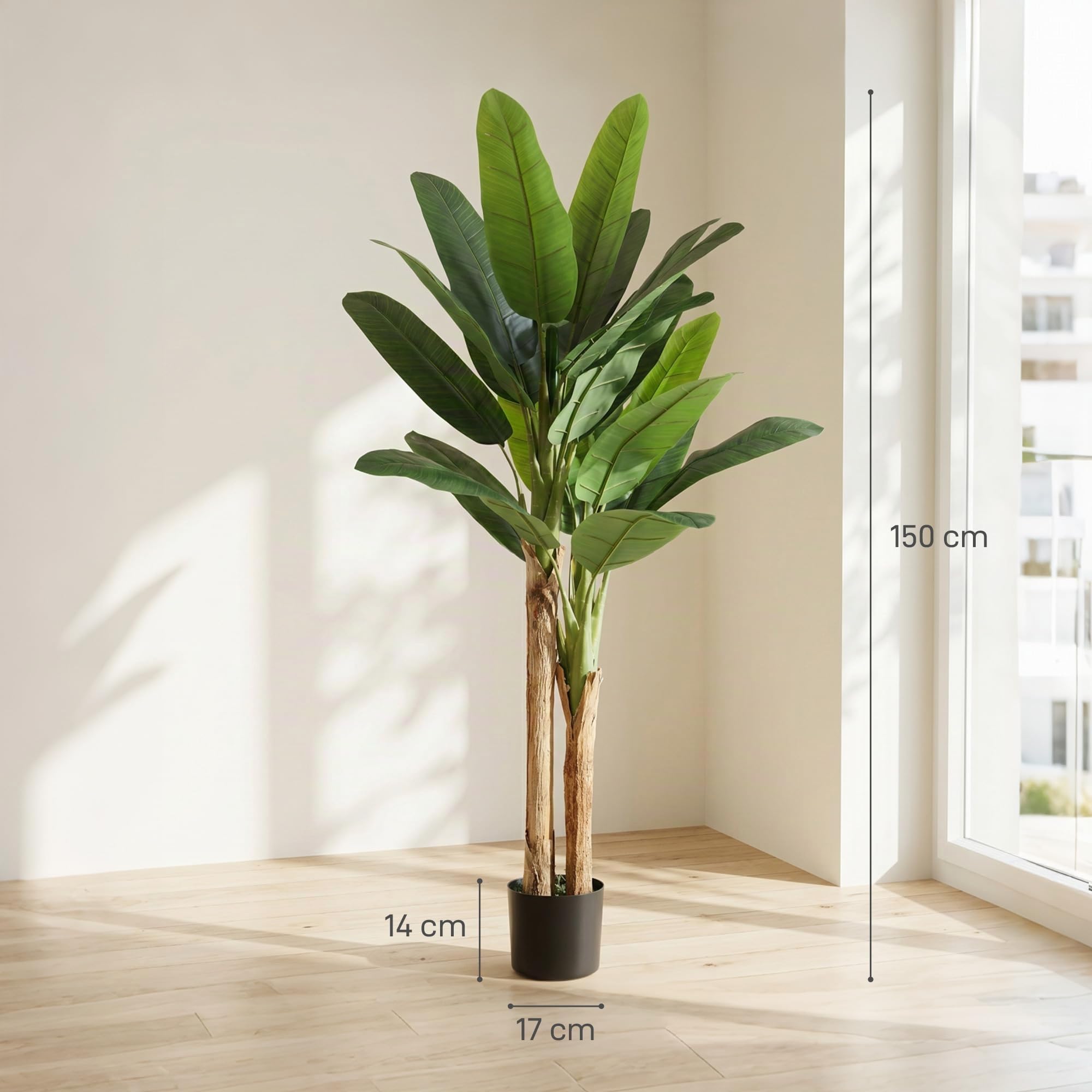 HOMCOM Lot de 2 Plantes Artificielles Intérieures 150 cm Bananier en Pot