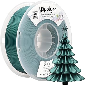 YXPOLYER PLA Filament Premium 2-Color Silk PLA 3D Printer Filament 1.75mm 1kg, Dual Color Black and Green Dual-Color Printing
