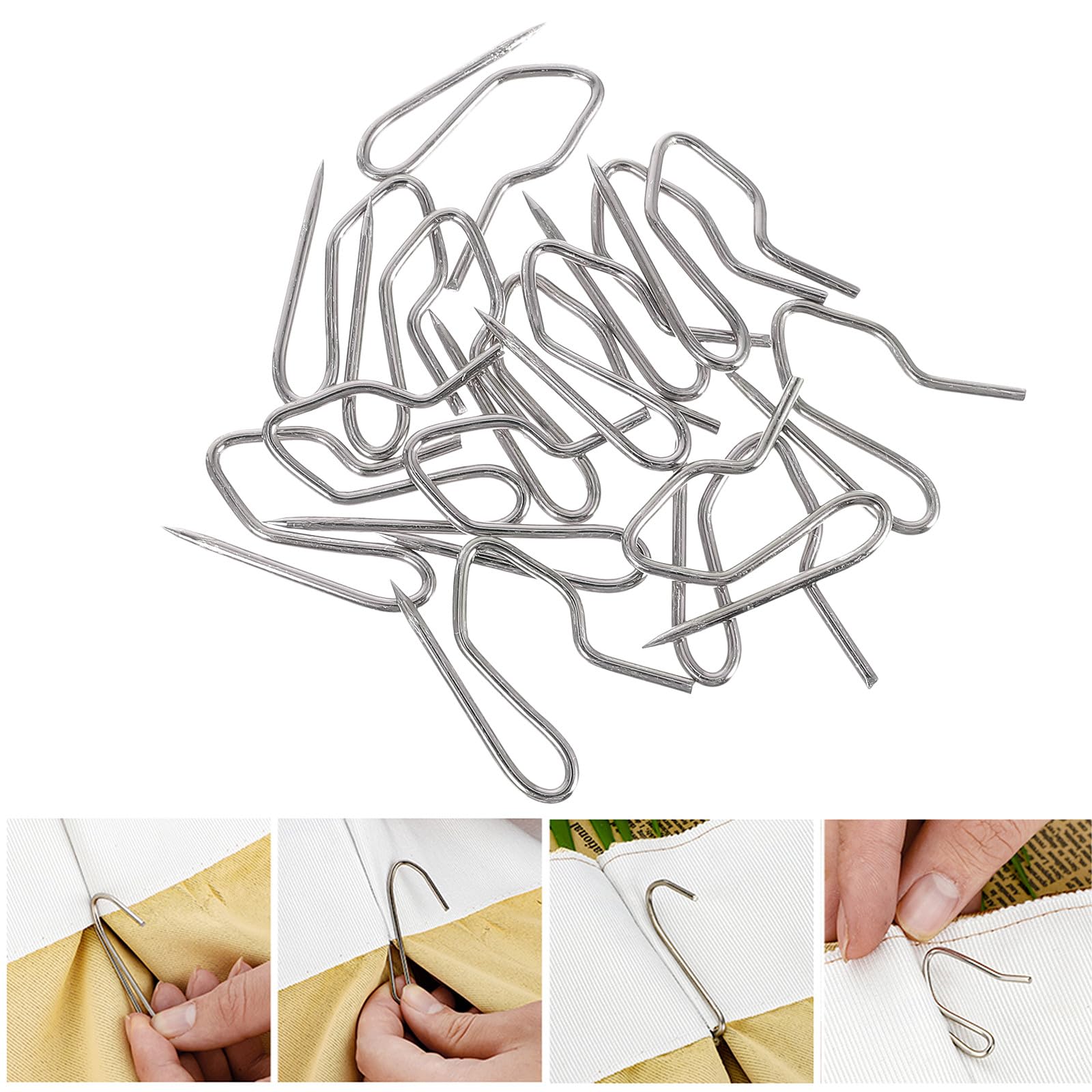 COHEALI Crochets Métalliques Surface Lisse 450 en Alliage de Fer Argentés Accessoires Simples pour Rideaux pour Tringles à Rideaux