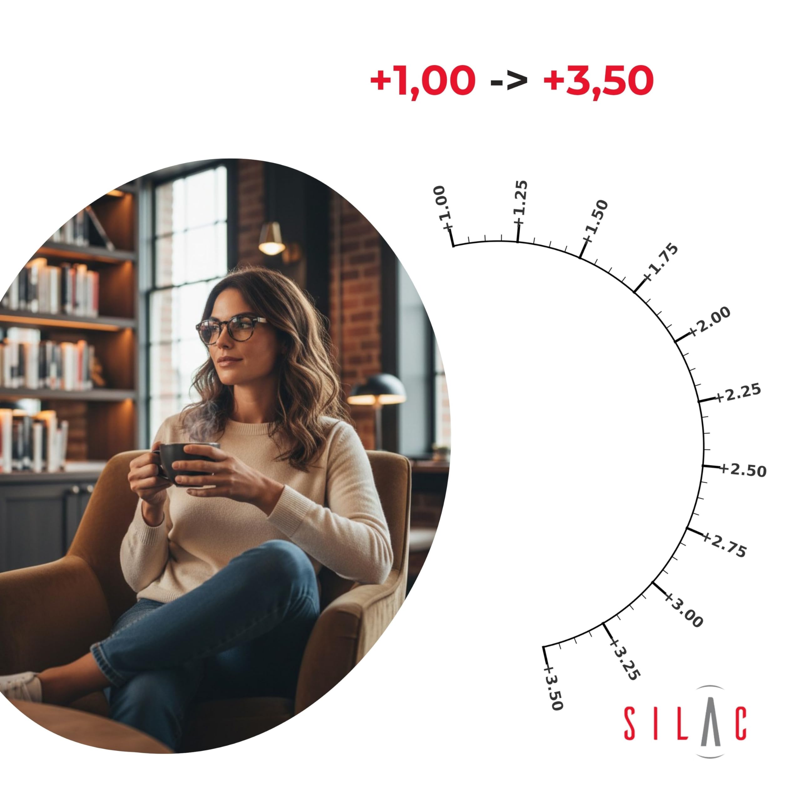 SILAC – Lunette Loupe Homme et Femme – 7302 – Brun Écaille – Polycarbonate Ovale – Branches Flex Imitation Bois – Grands Verres – Étui Inclus