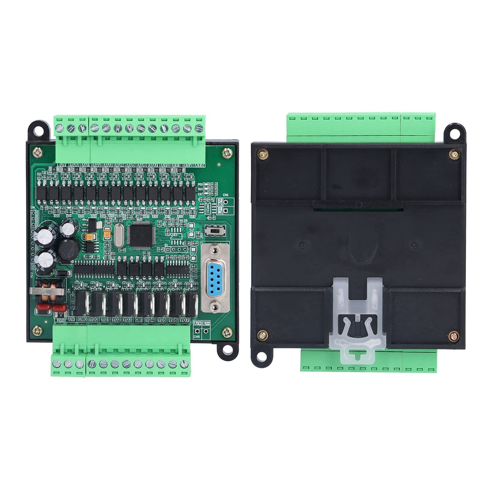 PLC Scheda di Controllo Industriale DC 24V Controller Logico Programmabile Relè 12 Ingresso 8 Uscita 2N20MT per il Controllo di Automazione Industriale(with Base)