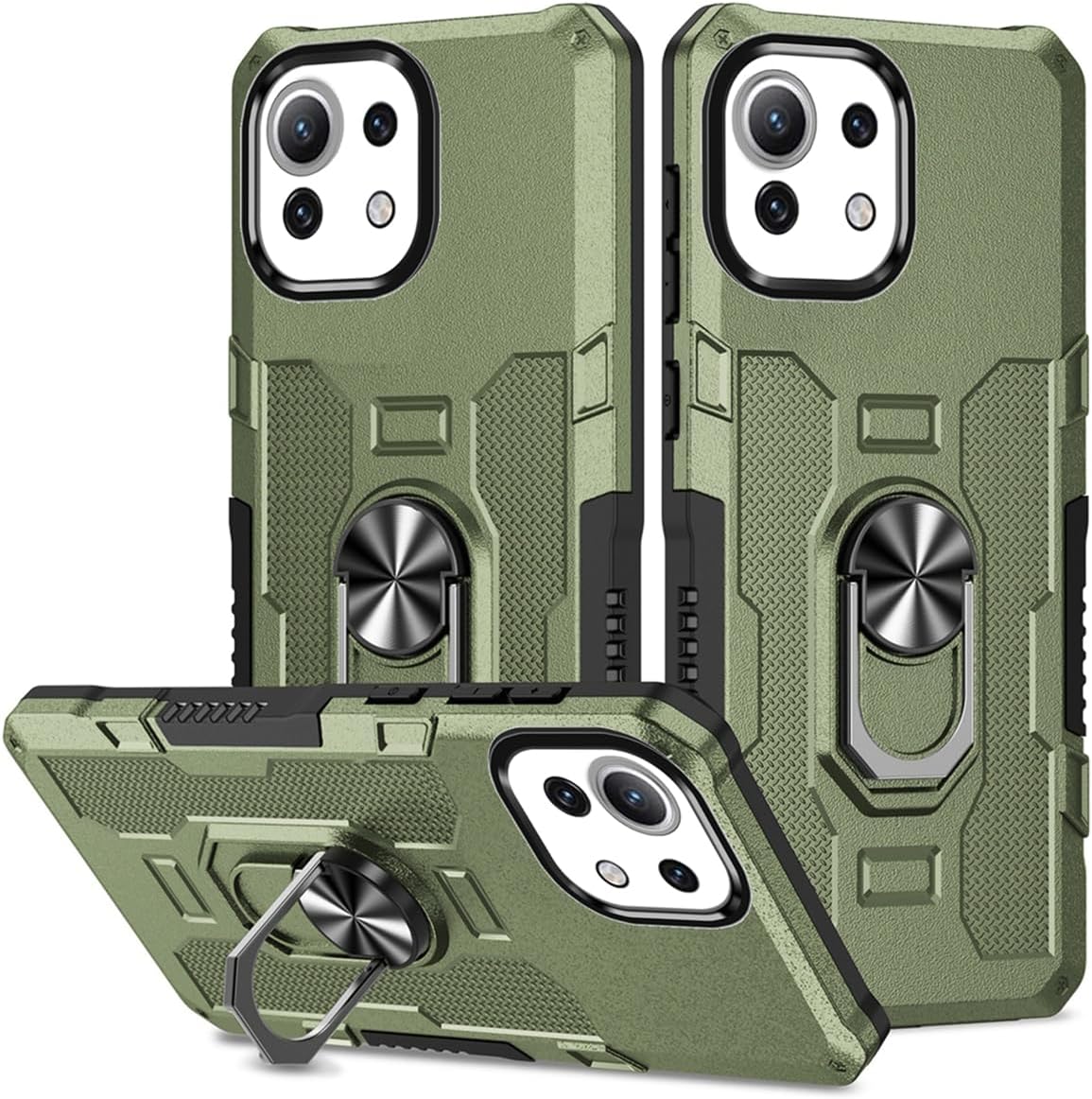 Mobile Phone Case for 11 Lite 4G/5G/11 Lite 5G NE/Mi 11 Youth M2101K9AG Case Robust Stand Holder with Built-in Magnetic Car Mount Shockproof Camera Protective Case for Xiaomi 11 Lite