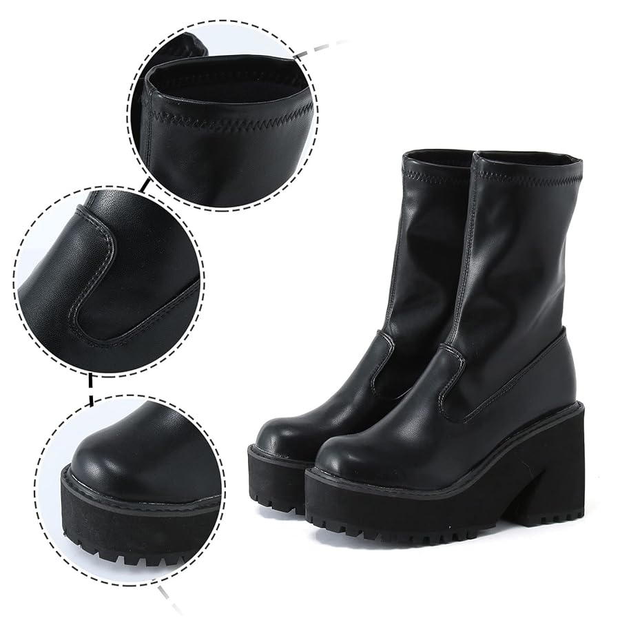 新品★ WIDE SQUARE SHORT BOOTS Amazon.com | Short Boots For Womens Platform Boots Square