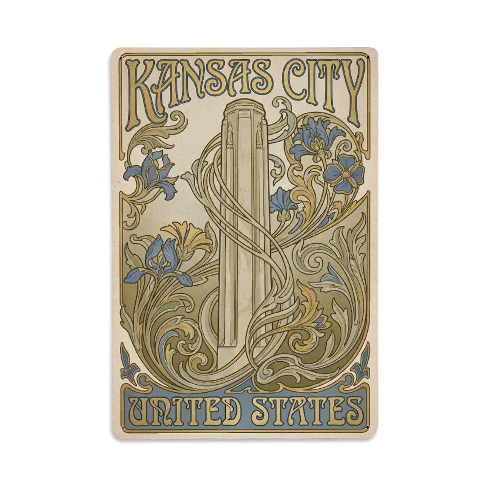 Xanthor Style Vintage Retro United States Kansas City Travel Metal Tin Sign