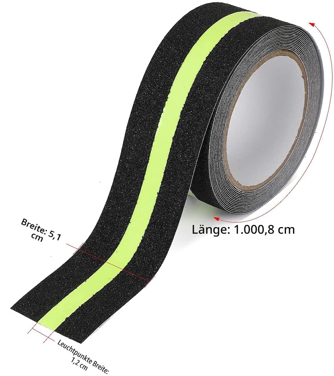Hyber&Cara Antirutschband/Antirutschstreifen - 10M x 50mm Rutschfestes Klebeband Im Dunkeln leuchtend für Treppen, Leitern und rutschige Böden innen und außen