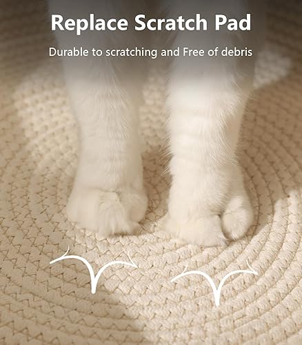 Miniatura 3 de Panbo Cama tejida a mano para gatos con cola de juguete, casa en forma de gatito, almohadilla de algodón natural y lino para gatos, transpirable e