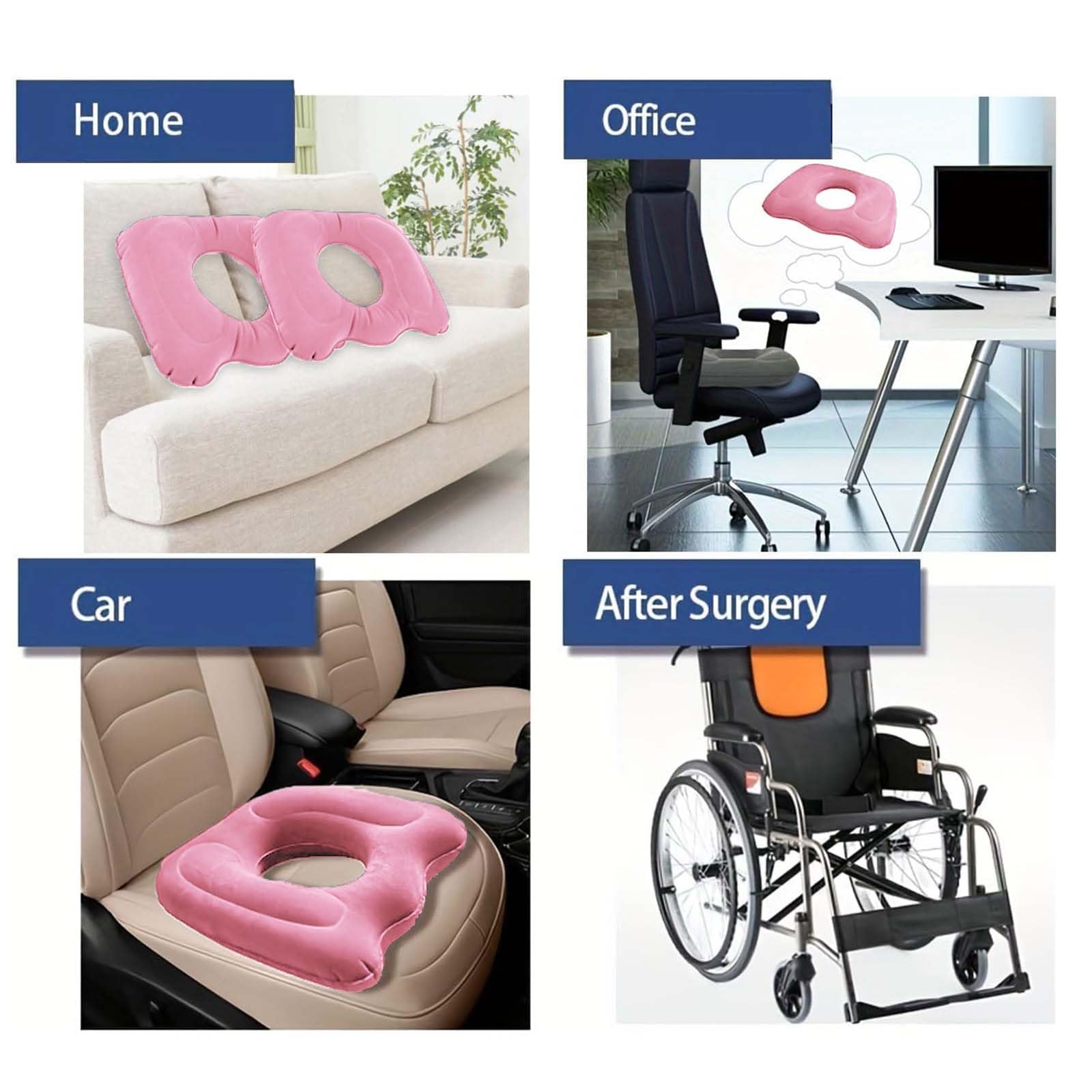 Cuscino Ortopedico Gonfiabile Per Emorroidi E Dolore Coccige - Grigio, Per Sedie E Carrozzine - Foto 3