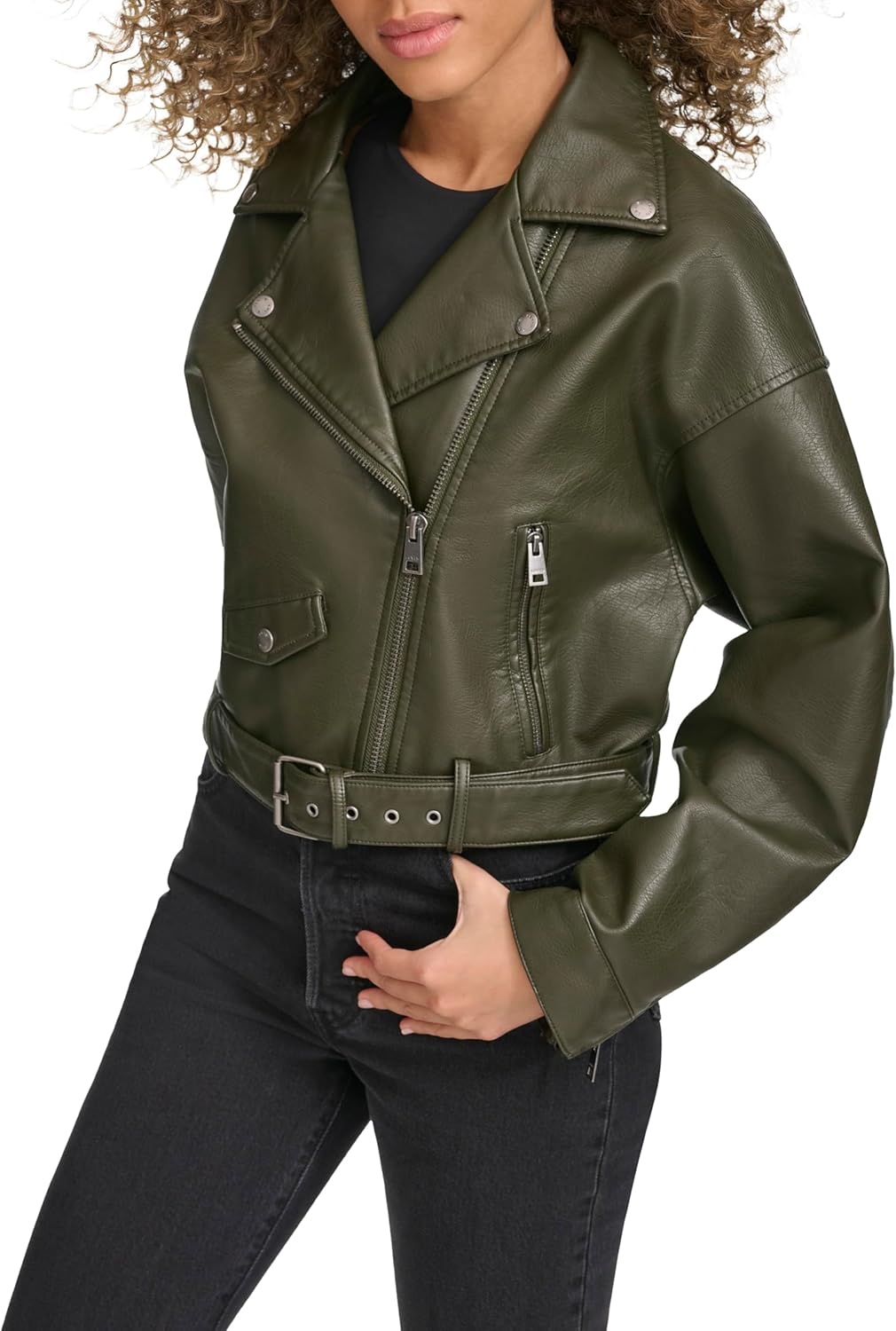 Levi's Womens Faux Leather Cropped Moto Jacket - Image 2