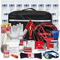 Vista 1 de Roadside Deluxe - Kit de emergencia para automóvil – Esencial completo para coche de invierno Incluye cables de puente, comida y agua