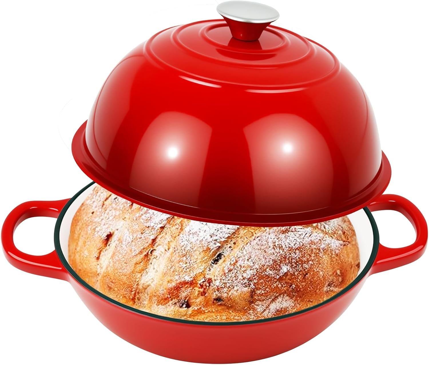 Casserole en fonte pour pain ronde en fonte émaillée noire