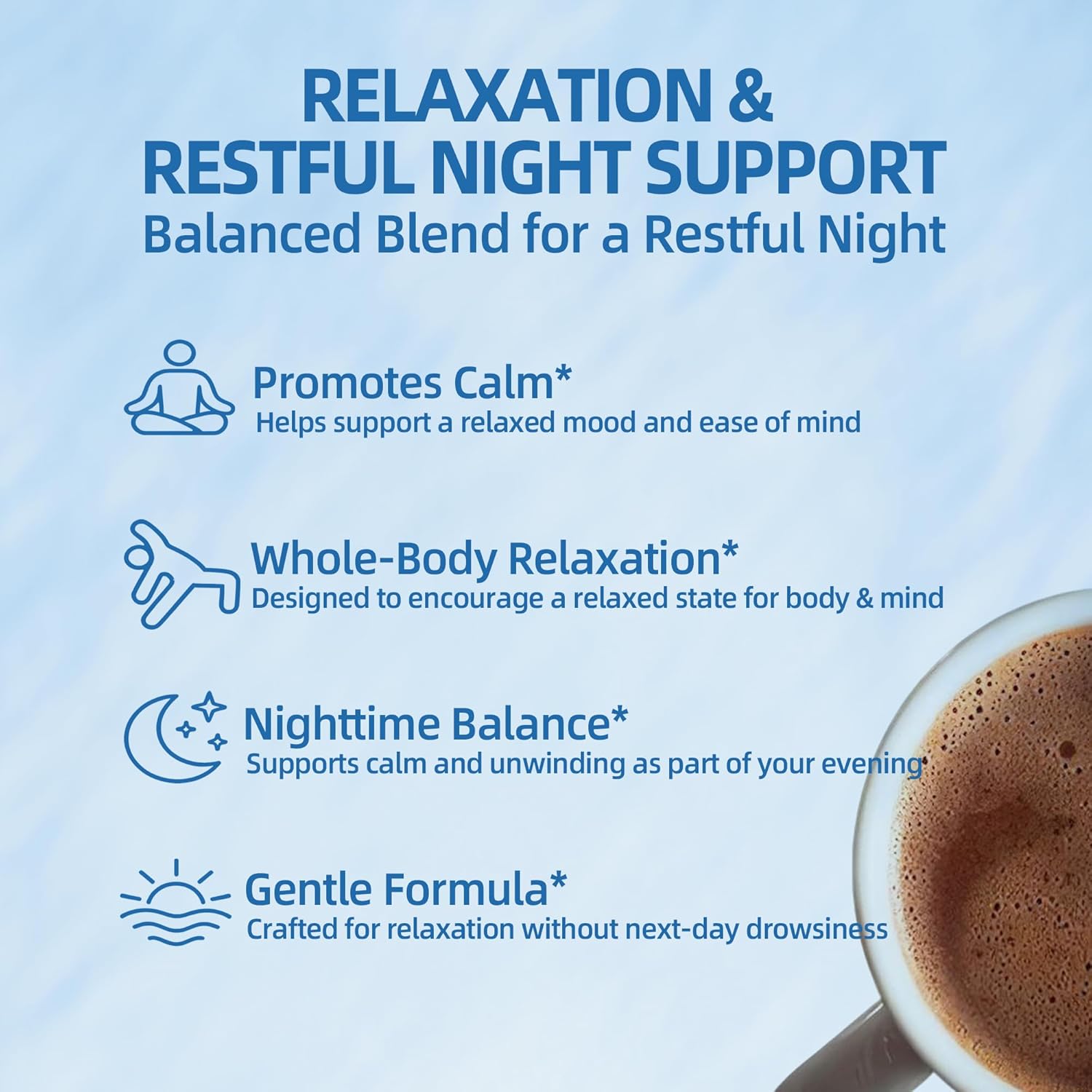 Mushroom Hot Chocolate | 26 in 1 Nighttime Superfood Blend with 14 Mushrooms, Magnesium Hot Cocoa, Ashwagandha, GABA & L-Theanine | Sleep Aid, Calm Support | Cacao Powder | Vegan, Gluten-Free | 8.5 Oz - Image 5