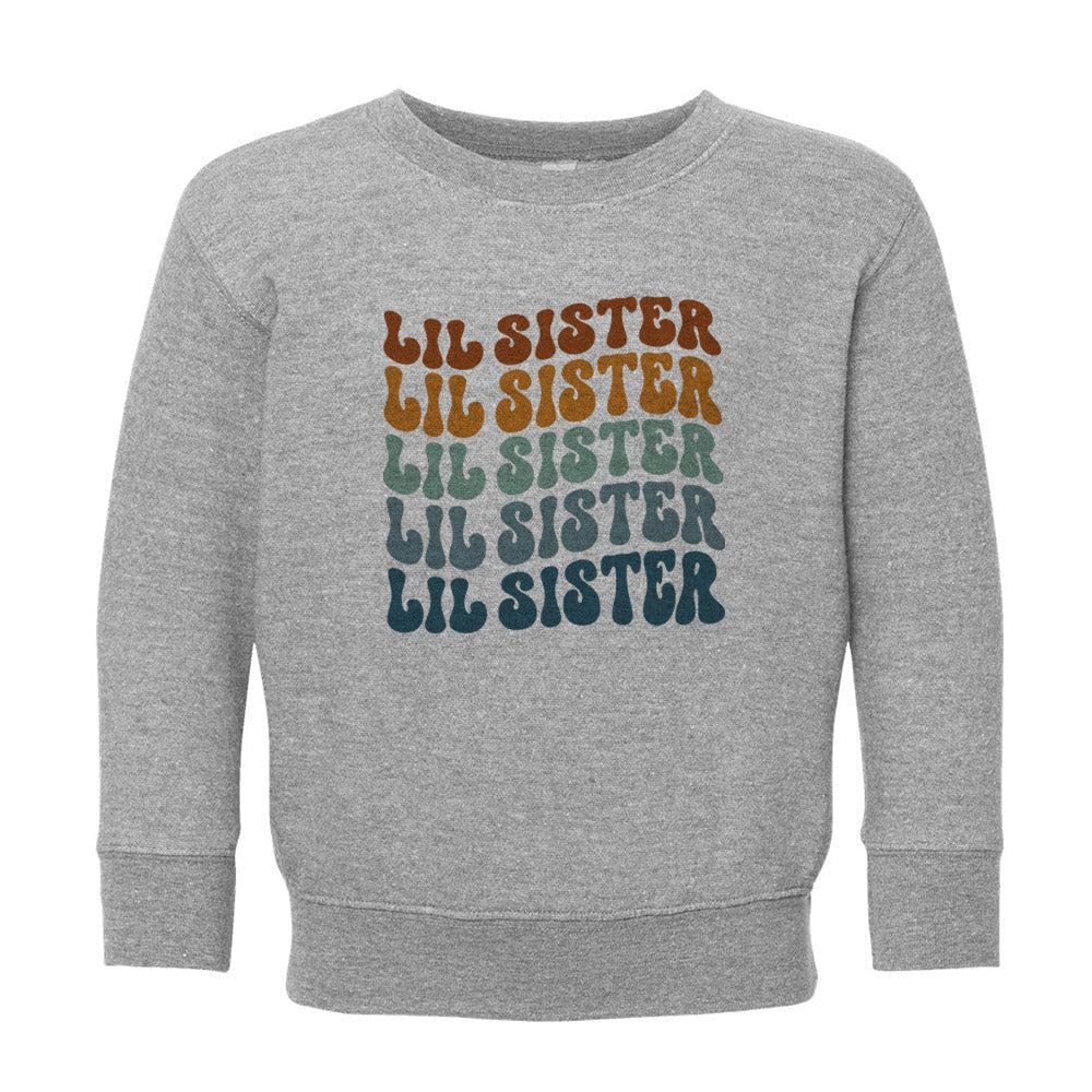 Repeating Lil Sister Kids Sweatshirt Toddler 5T Heather Grey