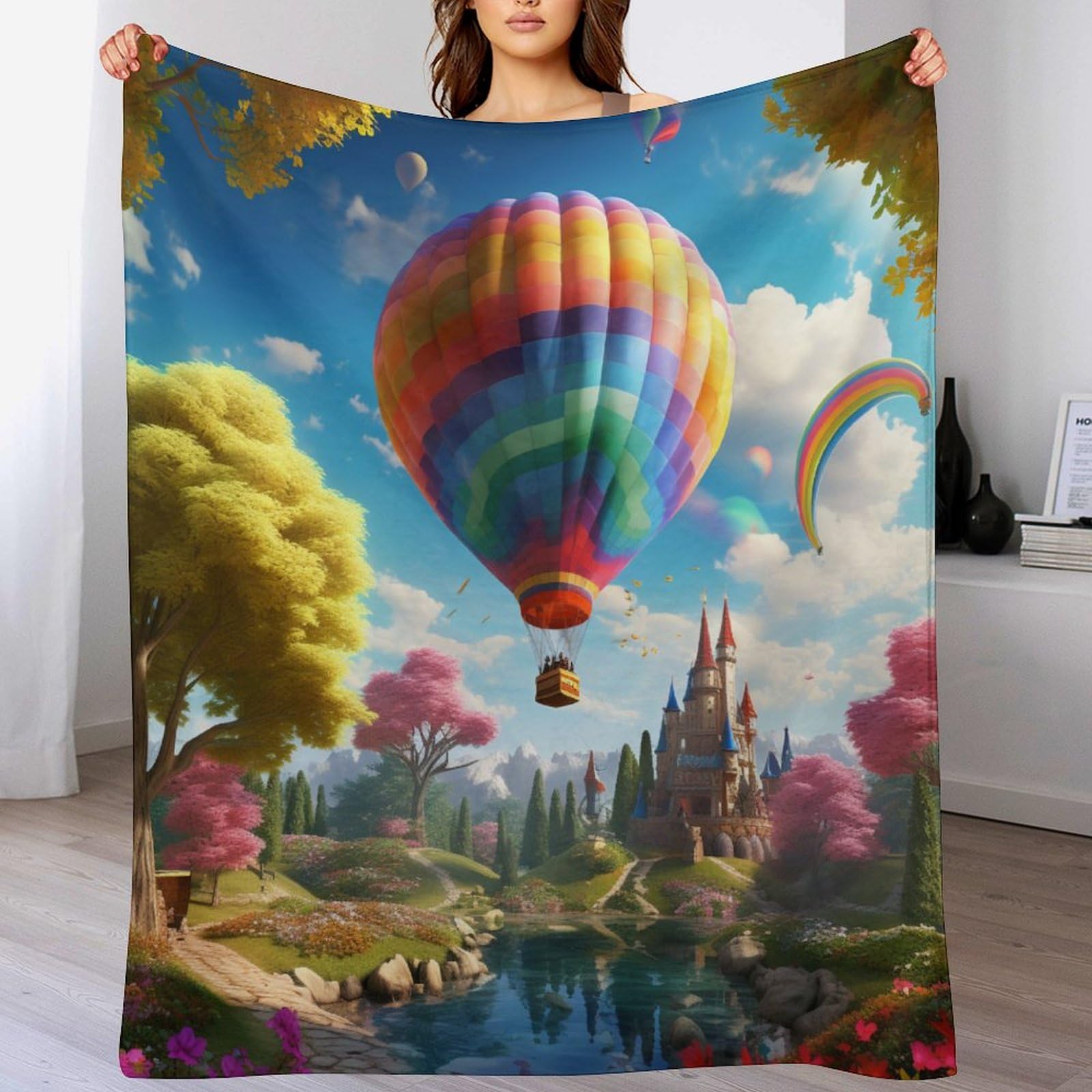 Couverture chaude montgolfière pour des soirées cocooning et un canapé stylé