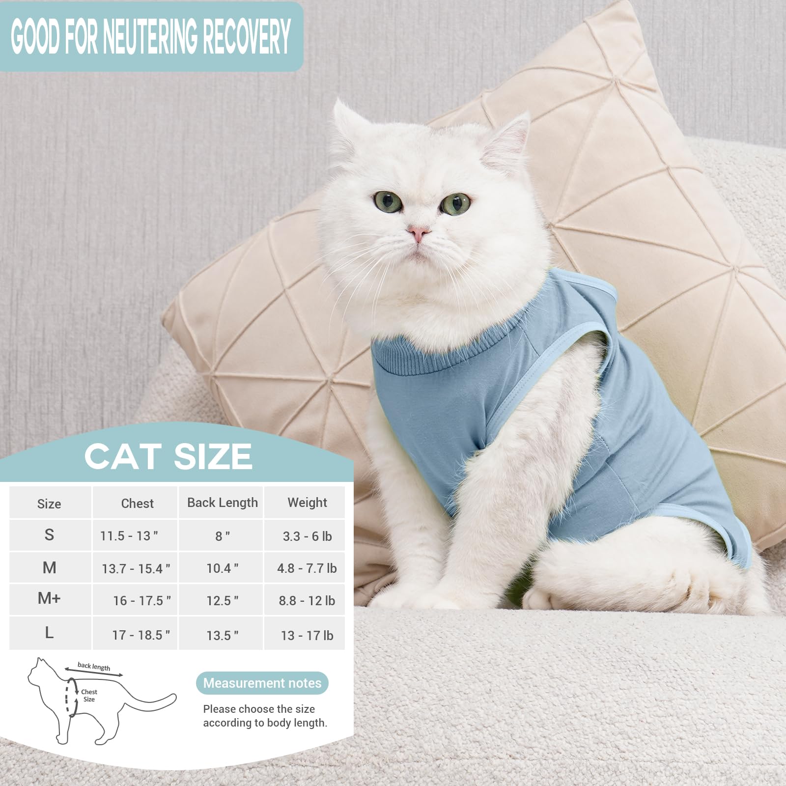 Avont Tuta da Recupero per Gatti, Body Gatto Post Operatorio Sterilizzazione, Cat Recovery Suit, Vestito Gatto per Impedire Leccare Ferita Addominale Dopo l'intervento Chirurgico –Corallo(S)