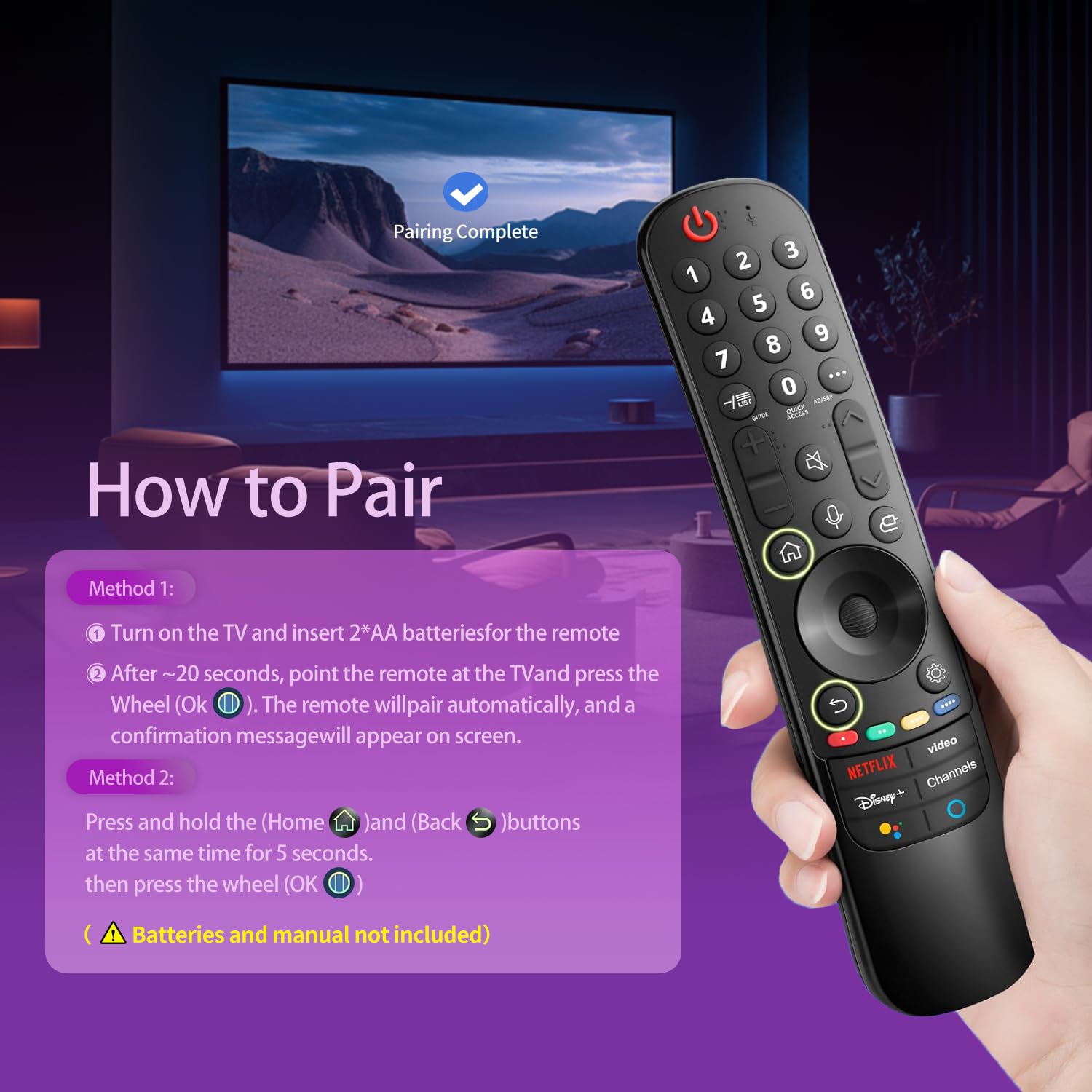 Mando a distancia de repuesto para LG Smart TV con control de voz y puntero, compatible con televisores inteligentes LG UHD OLED QNED NanoCell 4K 8K 2018-2025, incluye funda de silicona que brilla en
