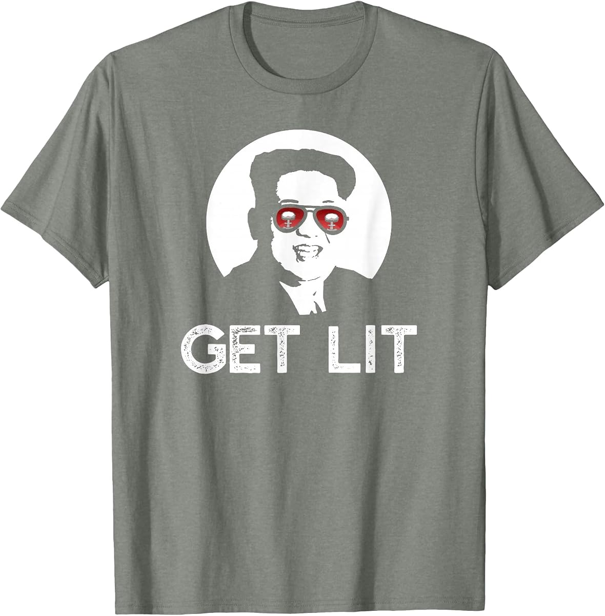Camiseta Kim Jong UN Get Lit Sunglasses Nuclear Explosion Funny