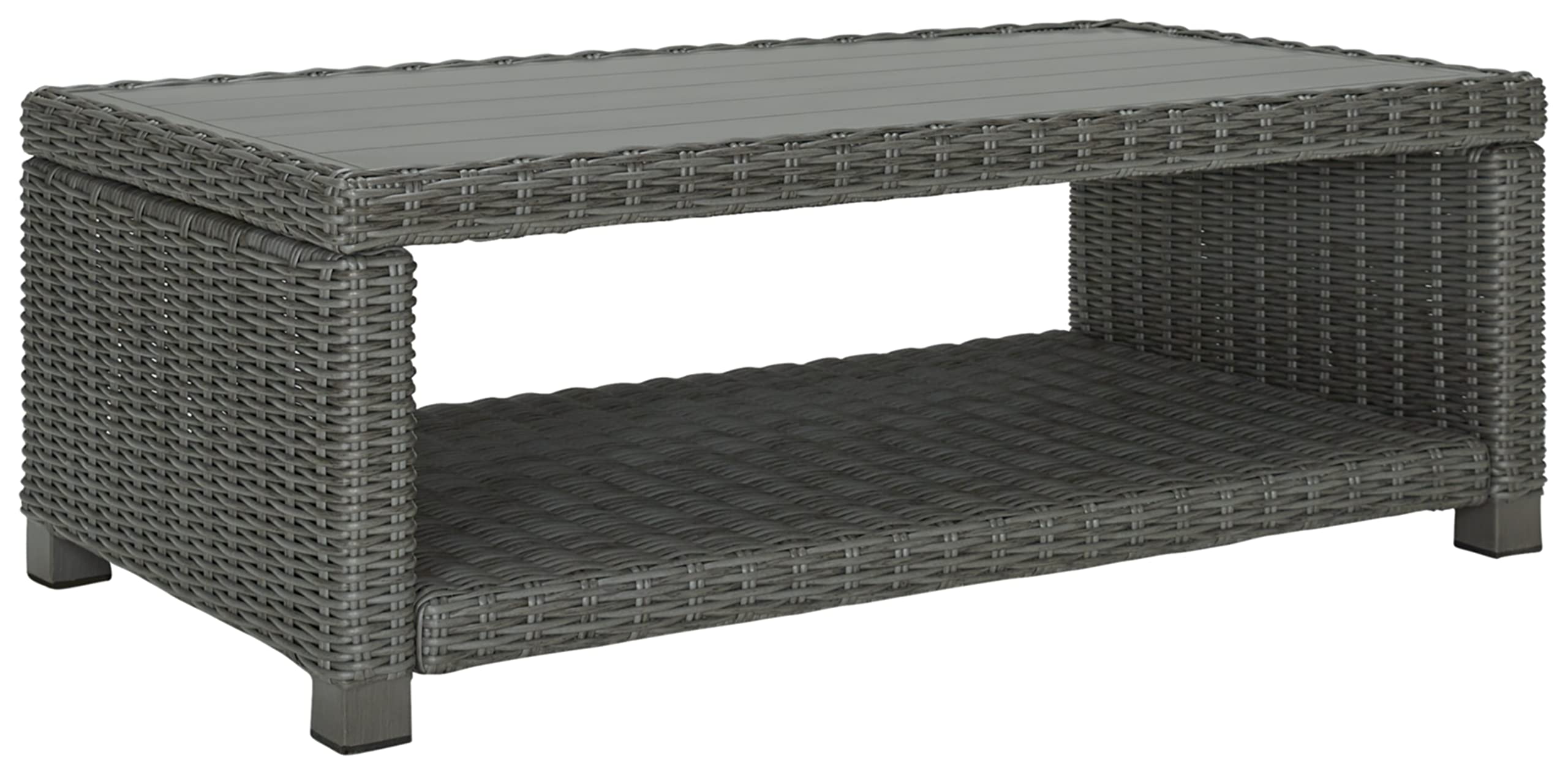 Signature Design by AshleyOutdoor Elite Park Patio Wicker Cocktail Table, Gray