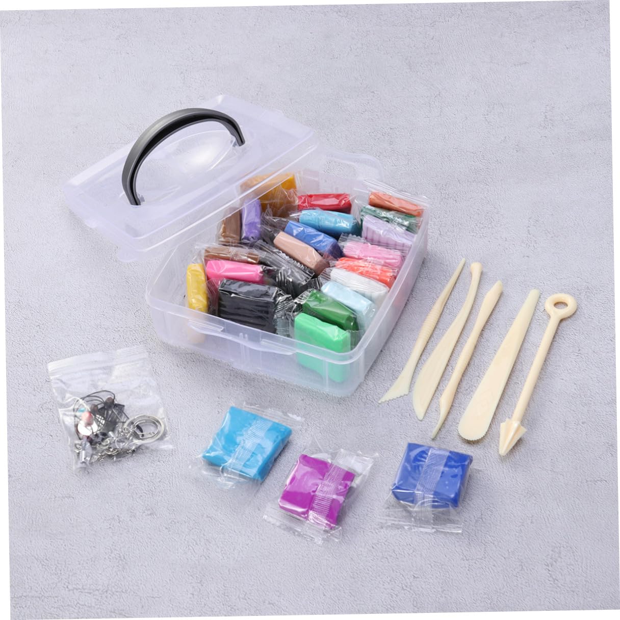 Kit di Argilla Polimerica 24 Colori Morbida Facile da Modellare | Accessori Creativi Inclusi, Blocchi DIY per Bambini, Pvc, Uso Artistico