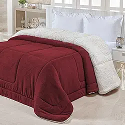 Cobedrom Casal Queen Sherpa Edredom Pele de Carneiro Cobertor Dupla Face (Vinho)