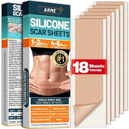Miniatura 8 de Arme Cinta de silicona para cicatrices, hojas de silicona de 1.6 x 240 pulgadas (2 rollos a 19.7 ft), hojas de eliminación de cinta de cicatrices de