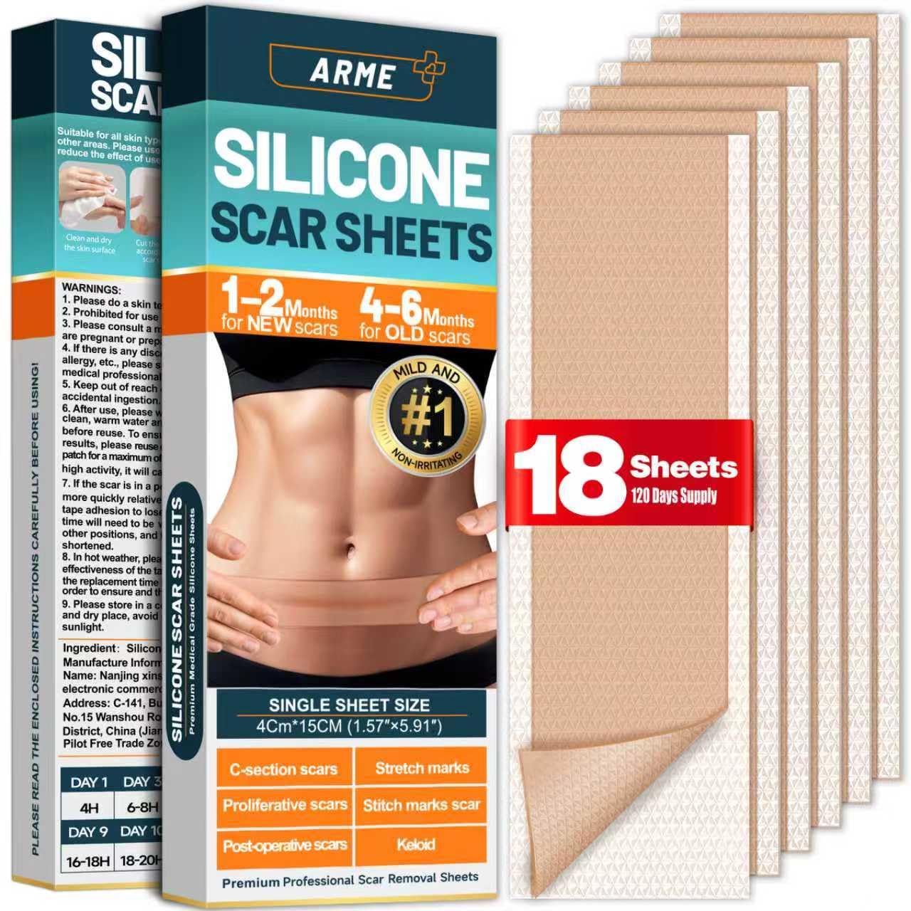 Silicone Scar Tape - Reduce Scar Appearance -10 Silicone Scar Tape - Reduce Scar Appearance -10