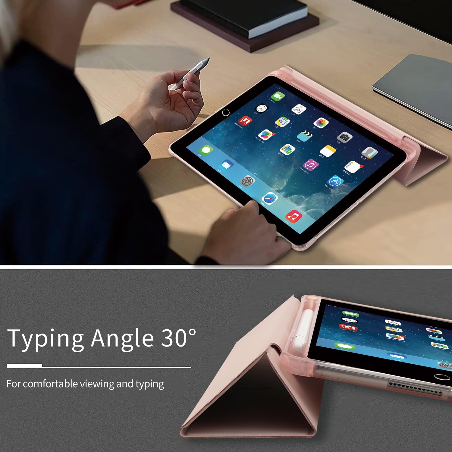 JOYLAND パッドケース リボン 第7世代/第8世代/第9世代iPad用 傷防止 耐衝撃 ペンシルホルダー付き 軽量 スマート