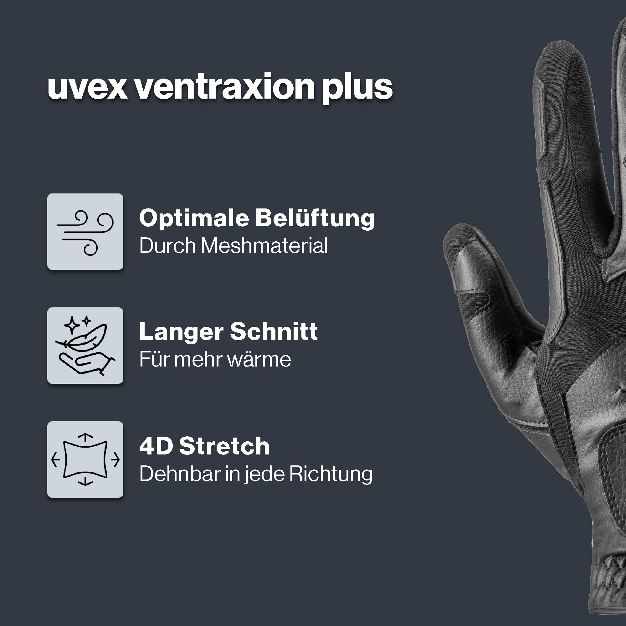 uvex ventraxion Plus - Flexibler Reithandschuh für Damen und Herren - exzellenter Grip & strapazierfähig - touchscreenfähig - 4D-Stretch& Soft-Touch Meterial