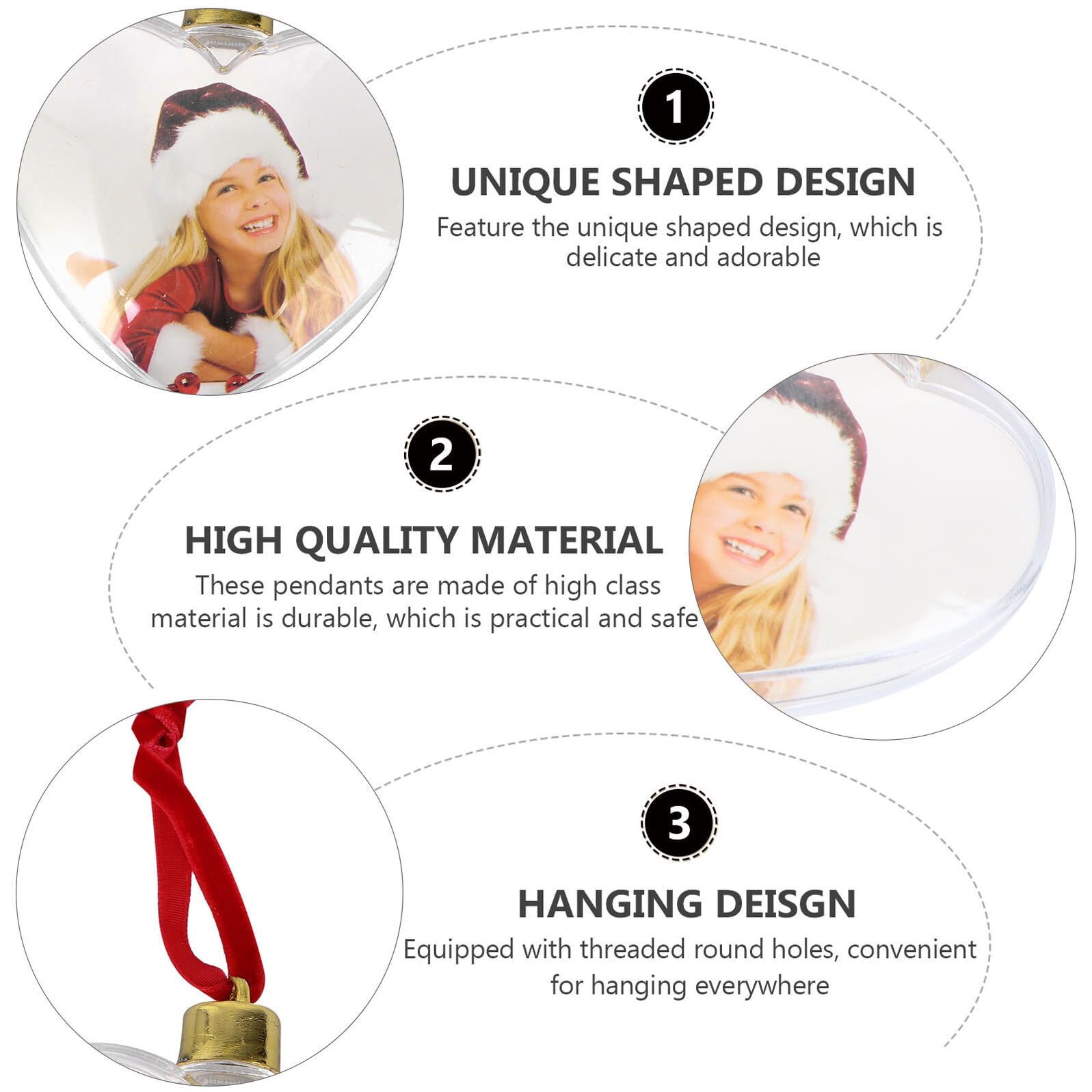 Set 6 Pezzi Ornamenti in Plastica Bianca a Forma di Ciondolo Cornice Portafoto Fai da Te per Decorazioni da Festa e Atmosfera Accogliente