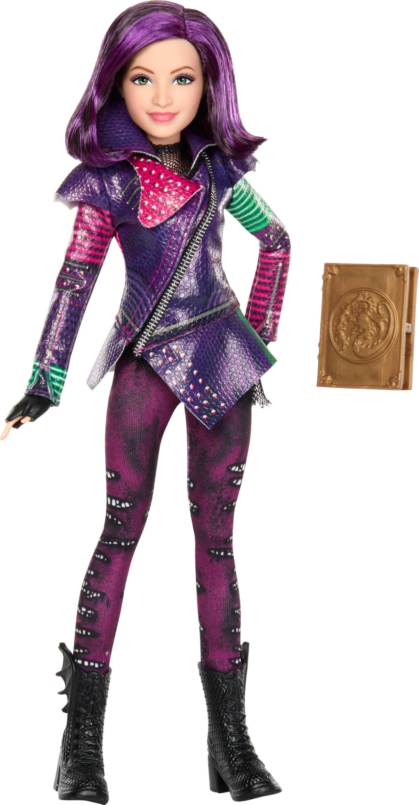 Mattel Disney Descendants - Mal L'Isola degli Sperduti, bambola ispirata al film che celebra il Decimo Anniversario, abito rimovibile e accessori inclusi, 4+ anni, JFG74
