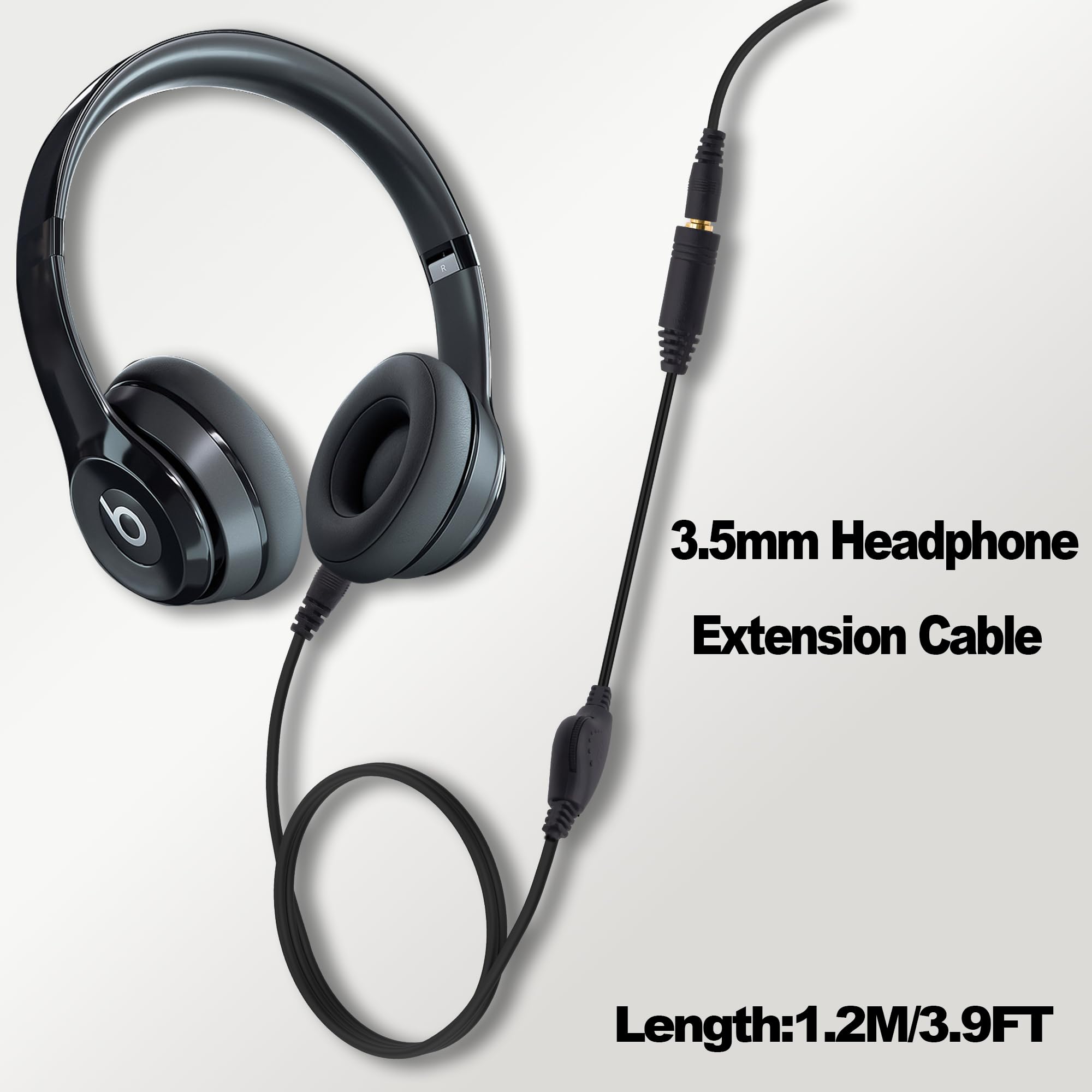 YARCHONN 3.5mm Headphone Extension Cable with Volume Control Adjustment 3.5mm Male to Female TRS Stereo Audio Extension Cord Wire for Headset Smartphones Tablets-1.2M/3.9FT-2Pcs