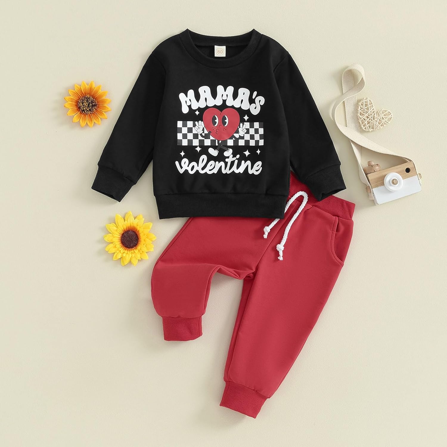 Thorn Tree Valentines Toddler Boys Girls Clothes Letter Printed Sweatshirt Long Pants Spring Winter Unisex Baby Outfits - Image 2