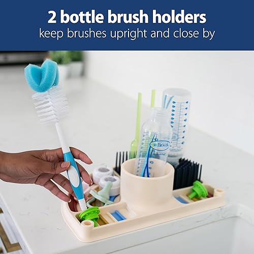 Miniatura 5 de Dr. Brown's Tapete de silicona 2 en 1, tapete de secado de biberones de silicona con clavijas extraíbles para artículos esenciales para bebés,