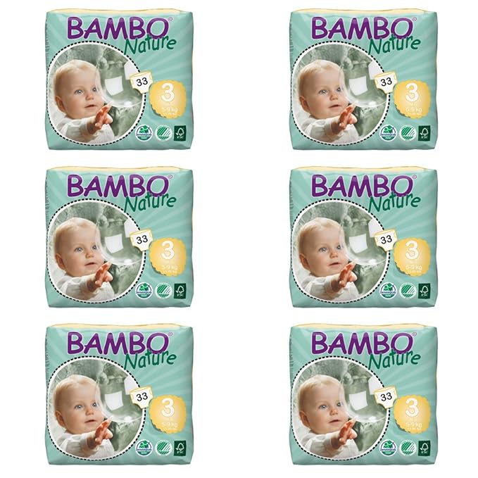 Bambo Nature Premium Baby Diapers - Medium Size, 33 Count, for Toddler (3-10 Months) - Super Absorbent and Eco-Friendly