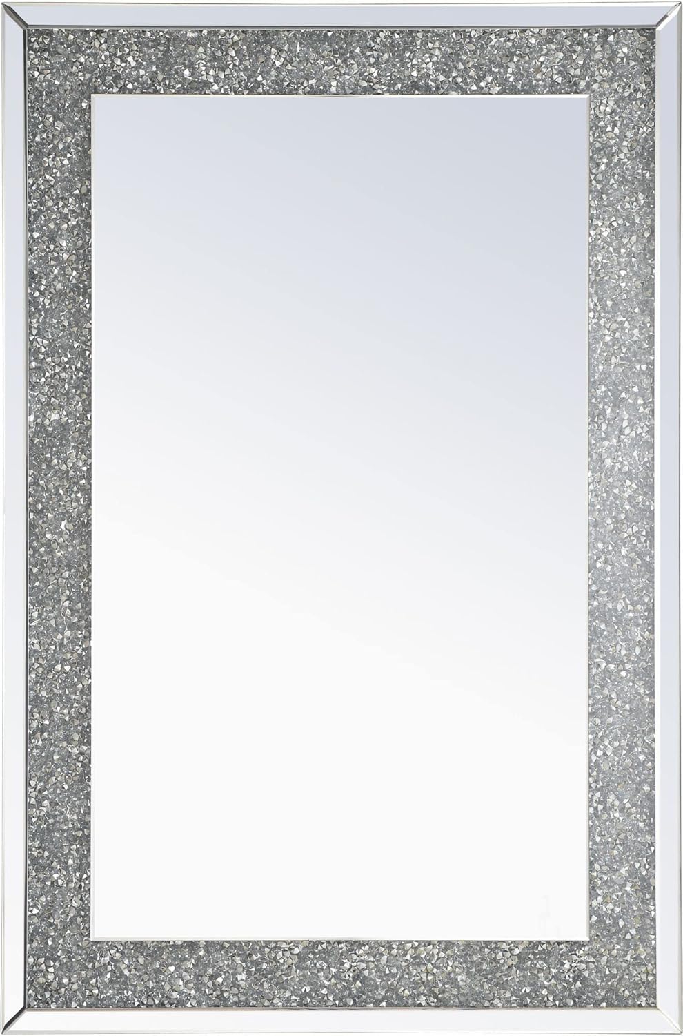 Elegant Decor Sparkle 47" x 32" Contemporary Silver Crystal Frame Mirror