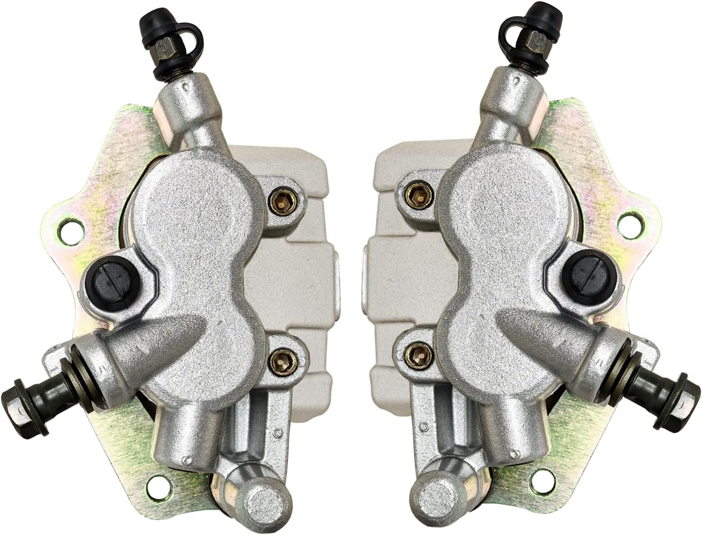 Front Left & Right Brake Calipers Set with Pads Compatible with Kawasaki Teryx4 750 800 KRT 750 800 2012-2019 Teryx 800 KRF800 2014-2019 OEM # 43080-0165 43080-0166 43080-0128 43080-0129