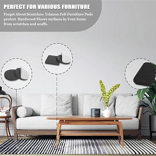 Miniatura 7 de Yelanon Almohadillas de fieltro para suelos de madera dura, 261 protectores de piso de alta calidad para muebles, almohadillas de fieltro para patas
