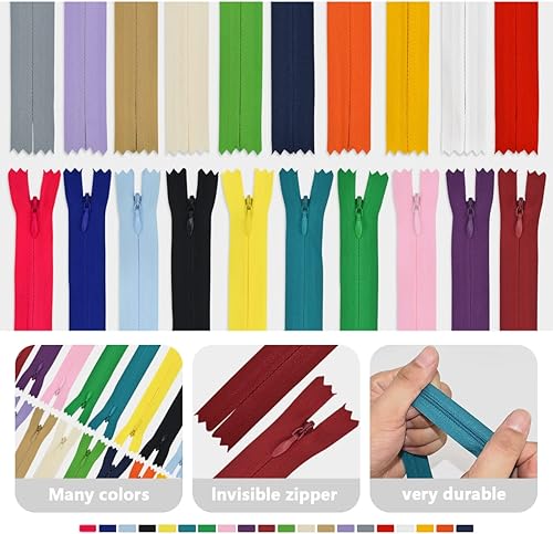 Miniatura 4 de 40 cremalleras invisibles de nailon, suministros de cremalleras para coser a granel en 20 colores para manualidades de costura a medida, vestidos,
