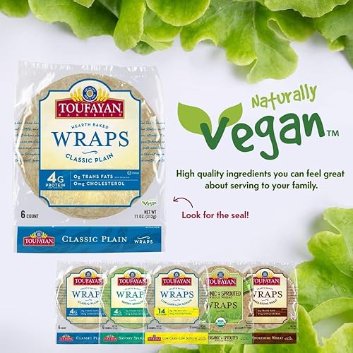Miniatura 2 de Toufayan - Envolturas clásicas de tortilla lisas para sándwiches, carnes, ensaladas, quesos y aperitivos, sin colesterol, kosher, fresco, vegano,