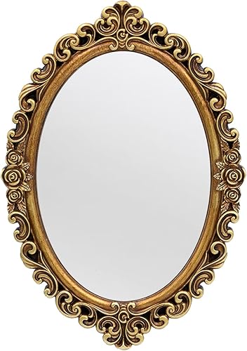 Miniatura 1 de OIGUMR Espejo de pared ovalado pequeño tamaño del marco de resina espejo de 15.7 x 11.2 pulgadas, espejo vintage para dormitorio, sala de estar,