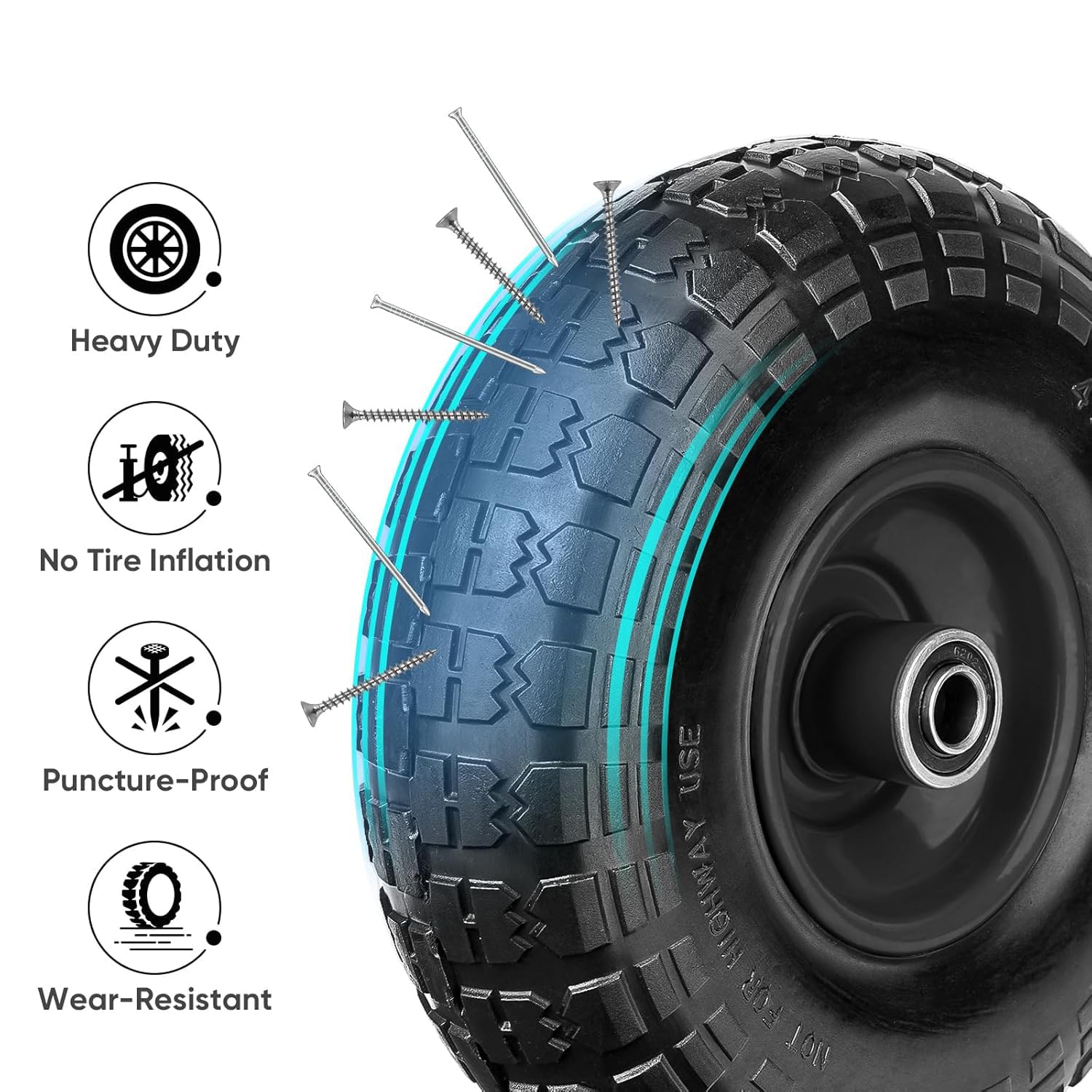 10" ruote in gomma piena, adatte per camion manuali, carrelli a mano, sostituzione per pneumatici 4.10/3.50-4 (versione migliorata, 2)