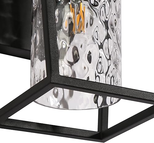 Miniatura 9 de Lámpara de pared para exteriores de oro negro, aplique de montaje en pared moderno impermeable con vidrio ondulado de agua, luces de porche exterior