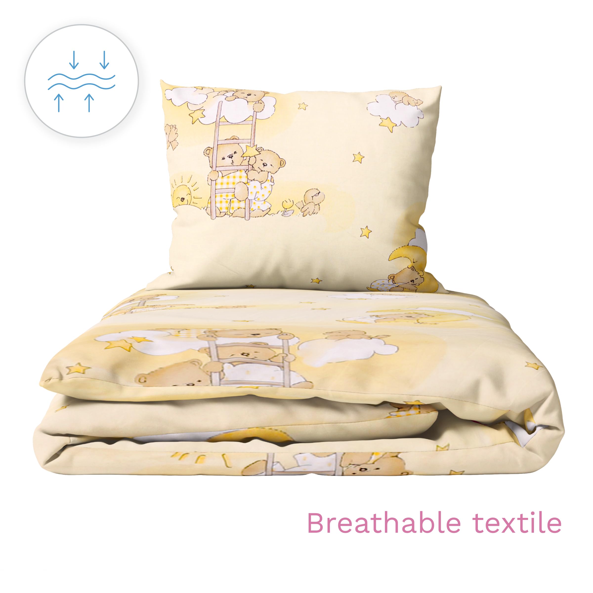 Baby Comfort Parure de Lit 2 Pièces Lit Bébé (Housse de Couette 135x100 cm et Taie d'oreiller 40x60 cm) - Motif 3