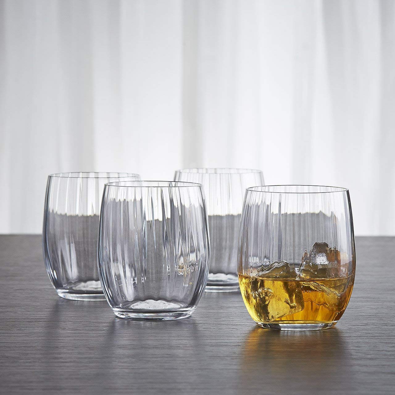 bohemia-crystal Club Waterfall Design Whiskey Glass Set – 300ml | Set of 6 Imported Crystal Tumblers with Flowing Waterfall Pattern | Luxury Gift Box for Whisky, Bourbon & Cocktails