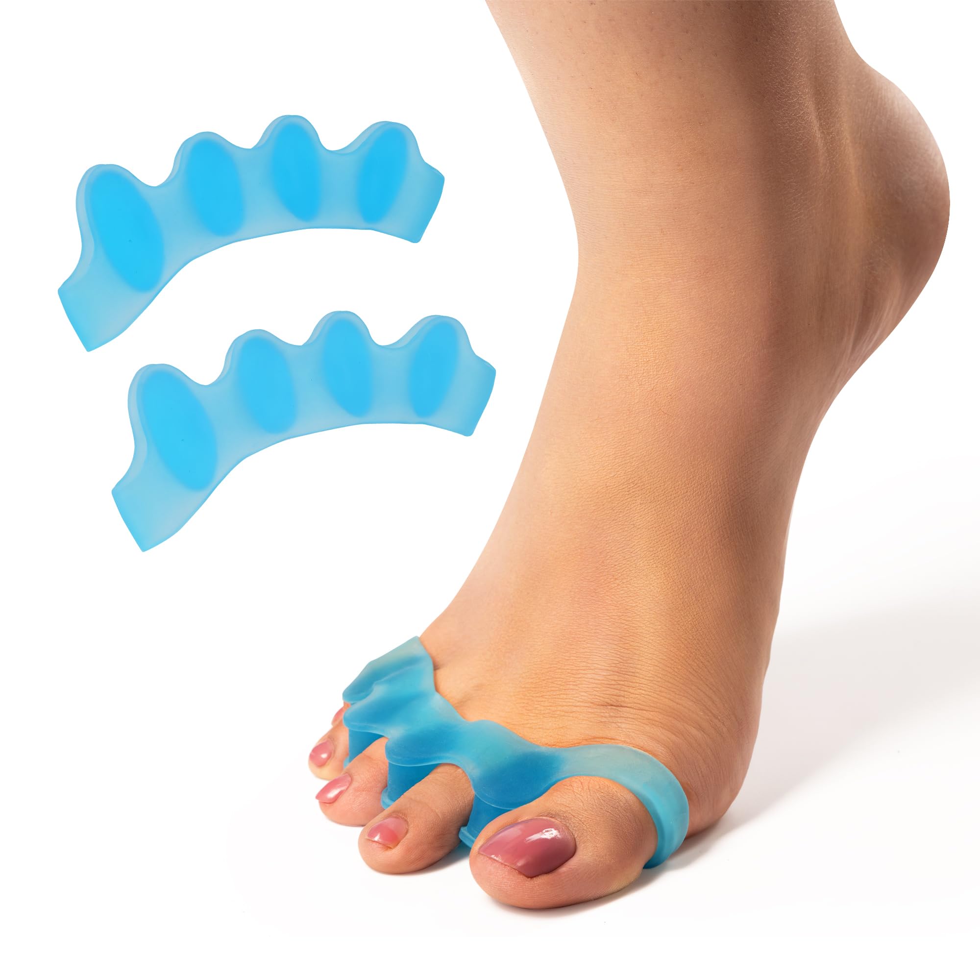 Frido Orthotics Toe Separator | Ergonomic Gel Toe Straightener for Bunion Relief | Toe Corrector for Women & Men | Foot Alignment Spacer for Overlapping Toes & Foot Pain (Blue, Size - S)-image-22