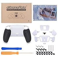 Vista 3 de eXtremeRate Black Rubberized Grip Programable RISE4 Remap Kit for PS5 Controller BDM-030 040, Upgrade Board & Redesigned White Back Shell & 4 Back