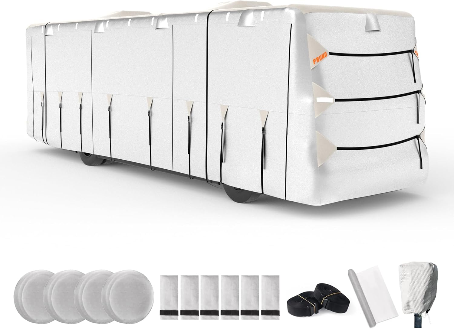 oxford cloth class a rv cover fits 37'-40' waterproof rip-resistant anti-uv motorhome camper cover for winter snow with jack cover 4 tire covers and gutter covers s4 - fits class a 37' ~ 40'