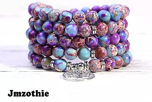 Miniatura 5 de Jmzothie Cuentas de jaspe imperial de sedimento marino de 0.31 pulgadas para hacer joyas, sedimento marino galaxia púrpura de jaspe imperial cuentas