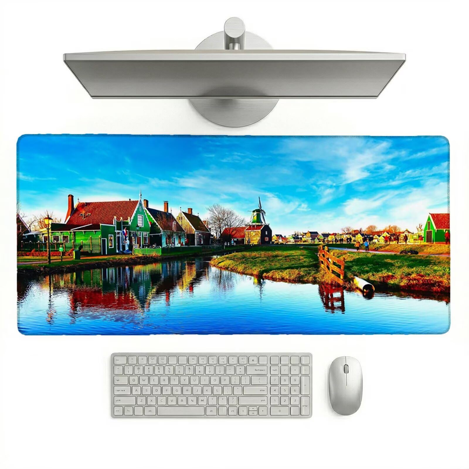Tappetino Mouse XXL 1200 x 600 x 3 mm, Sottomano Scrivania, Rurale Grande Tappeto da Tavolo con Base in Gomma Antiscivolo e Bordi Cuciti, per Ufficio/Computer/Gaming, Regalo (Architettura) L-x8178