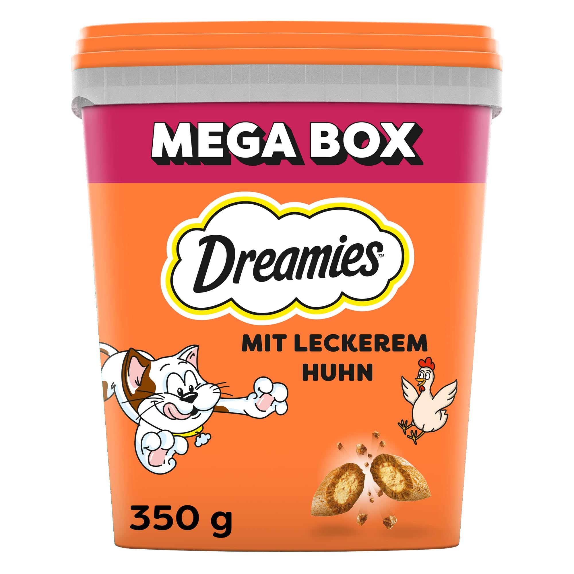 Dreamies Katzensnacks mit Huhngeschmack, 2x350g – Außen knusprige & innen cremige Katzenleckerlis