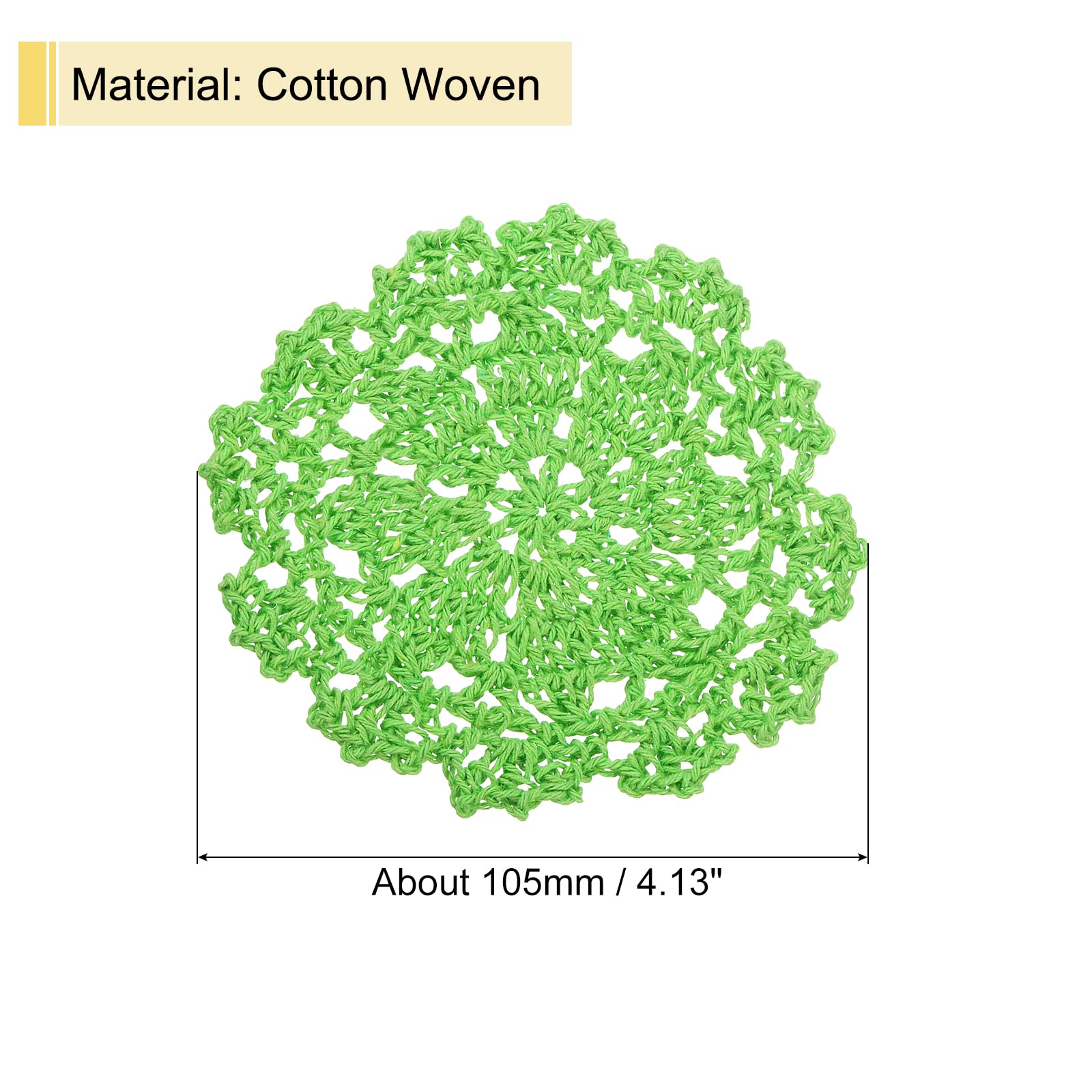 uxcell Fabric Coasters, 4pcs 4", Cotton Woven Crochet Doilies - Image 2